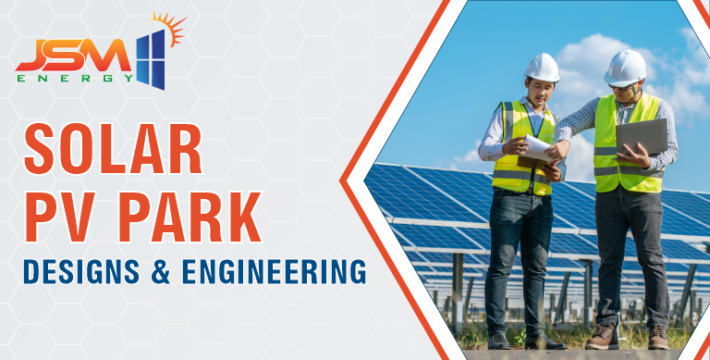 Aerial view of a solar PV park layout with rows of solar panels engineered for optimal sunlight